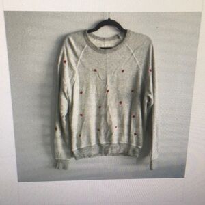 THE GREAT/GRAY-CREWNECKwROSE EMBROIDERY SWEATSHIRT